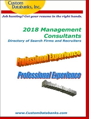cover image of 2018 Management Consultants Directory of Search Firms and Recruiters 